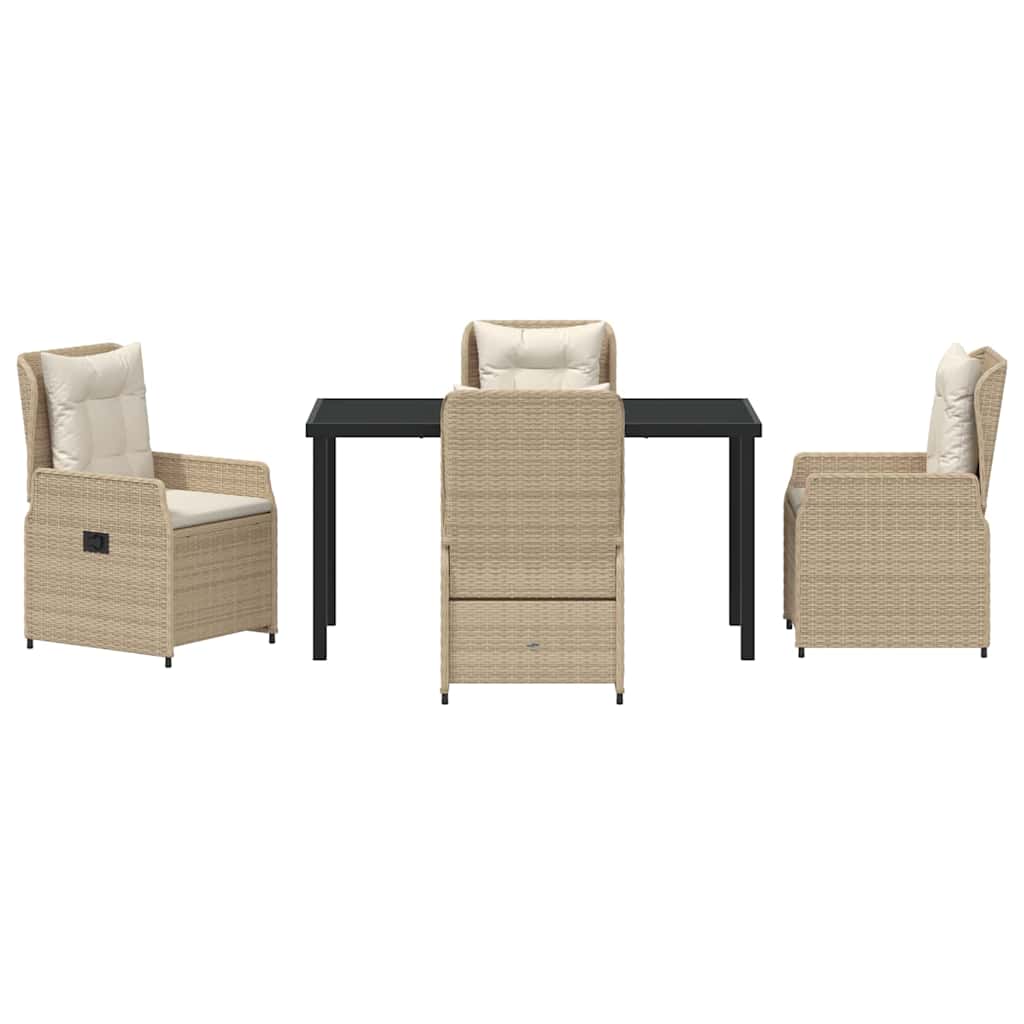 Garten Essgruppe 5 pcs Beige und Hellgrau Poly-Rattan