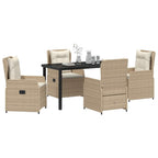 Garten Essgruppe 5 pcs Beige und Hellgrau Poly-Rattan