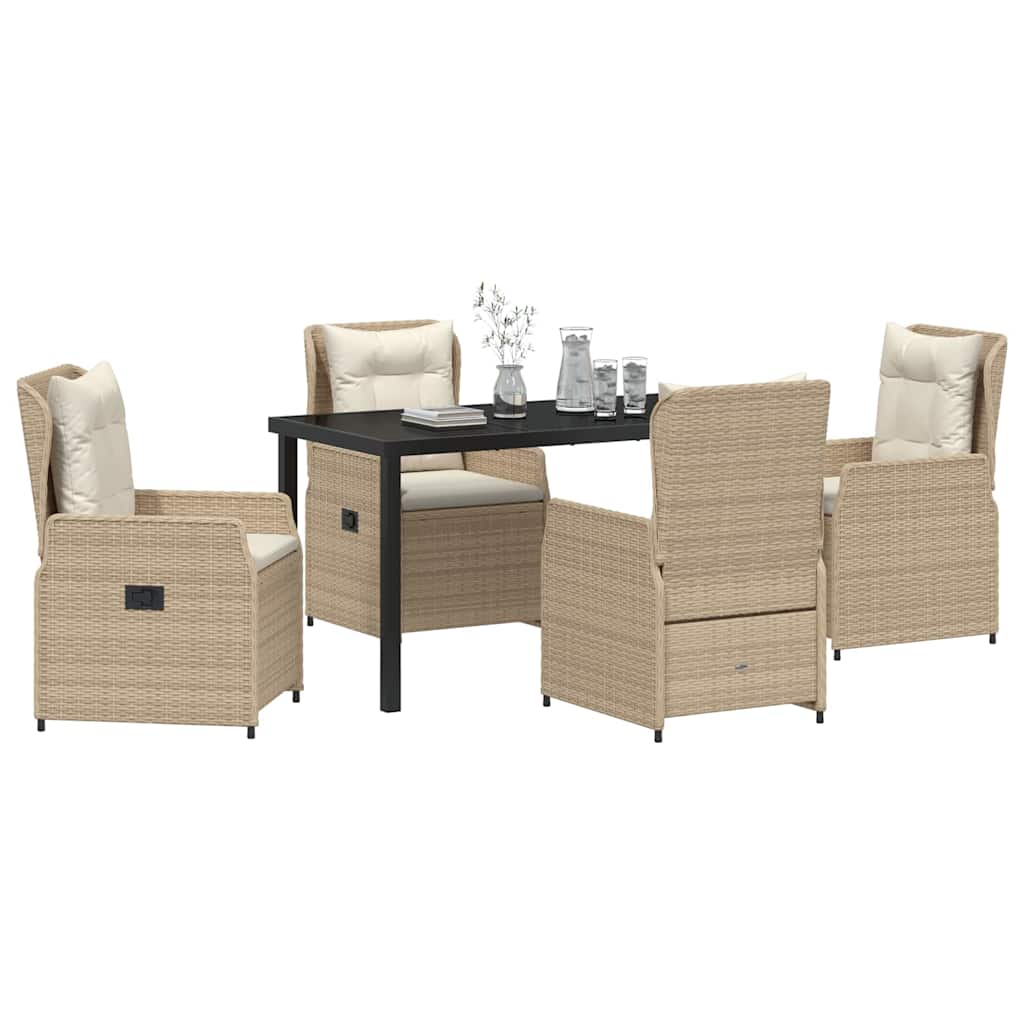 Garten Essgruppe 5 pcs Beige und Hellgrau Poly-Rattan
