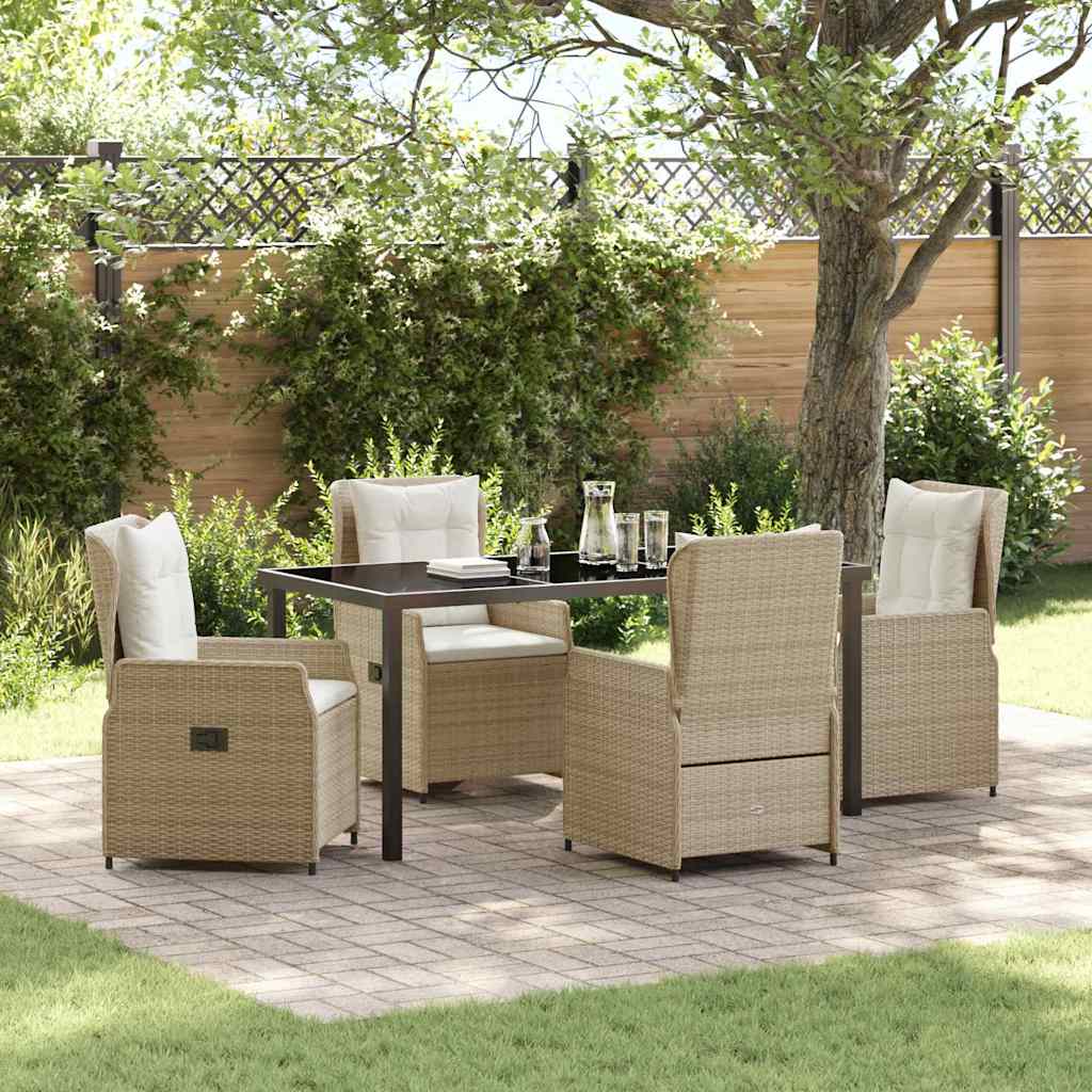 Garten Essgruppe 5 pcs Beige und Hellgrau Poly-Rattan
