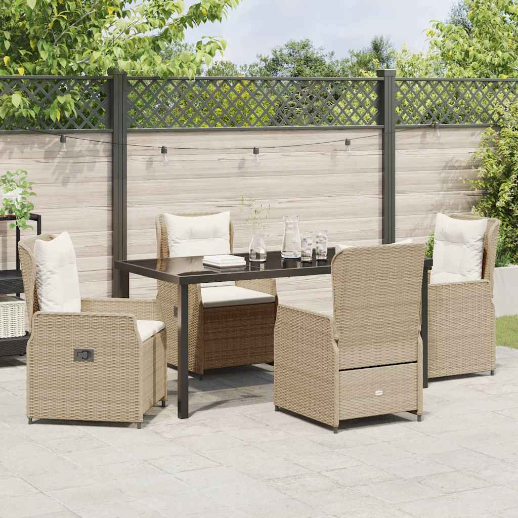 Garten Essgruppe 5 pcs Beige und Hellgrau Poly-Rattan
