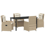 Garten Essgruppe 5 pcs Beige und Hellgrau Poly-Rattan