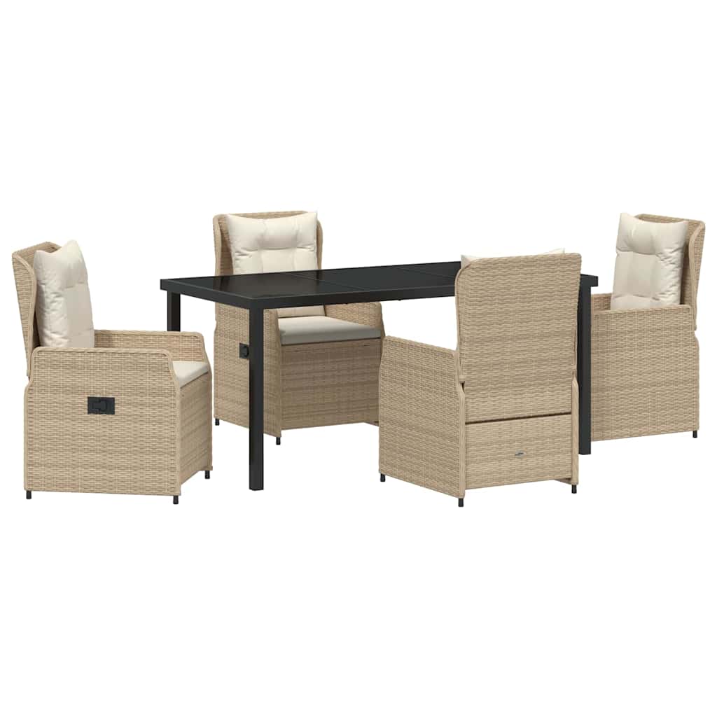 Garten Essgruppe 5 pcs Beige und Hellgrau Poly-Rattan