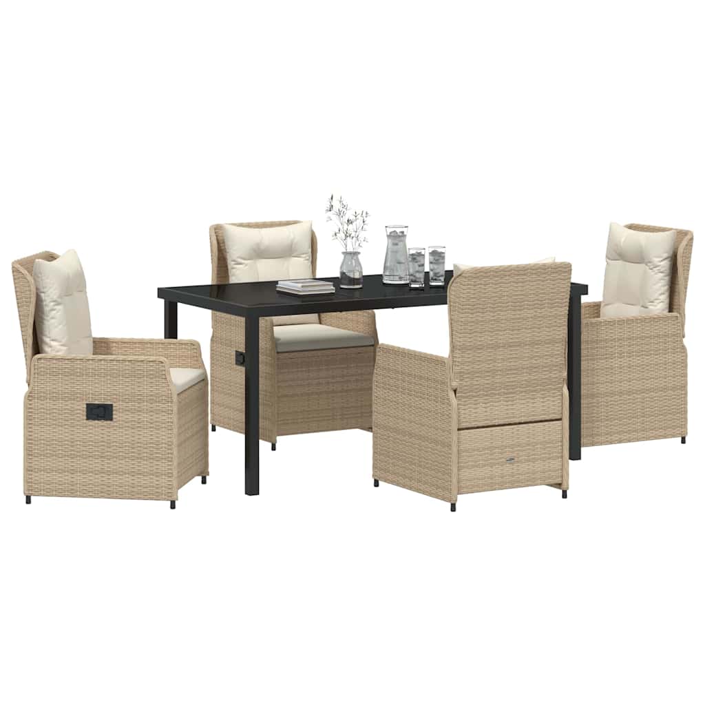 Garten Essgruppe 5 pcs Beige und Hellgrau Poly-Rattan