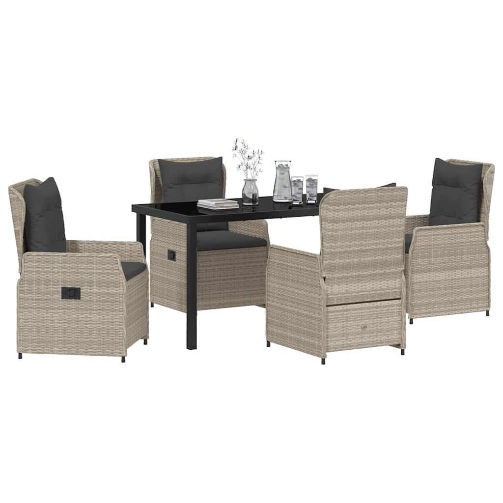 Garten Essgruppe 5 pcs Hellgrau Poly-Rattan