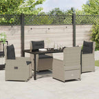 Garten Essgruppe 5 pcs Hellgrau Poly-Rattan