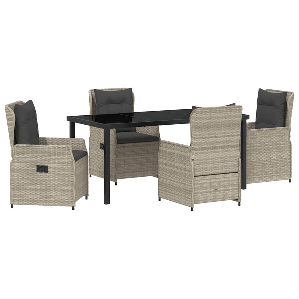 Garten Essgruppe 5 pcs Hellgrau Poly-Rattan