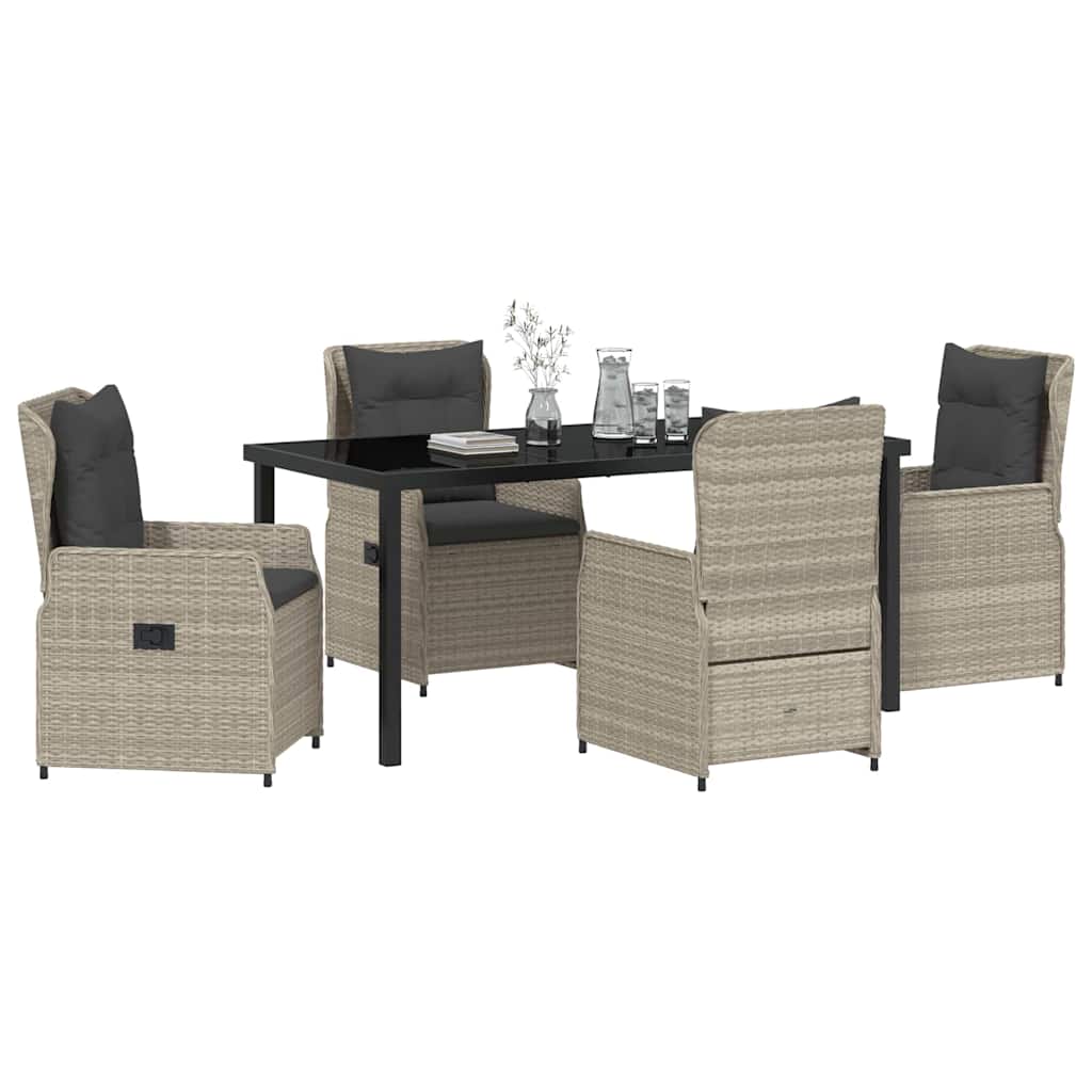 Garten Essgruppe 5 pcs Hellgrau Poly-Rattan