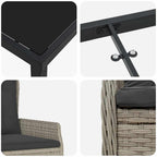 Garten Essgruppe 7 pcs Hellgrau Poly-Rattan