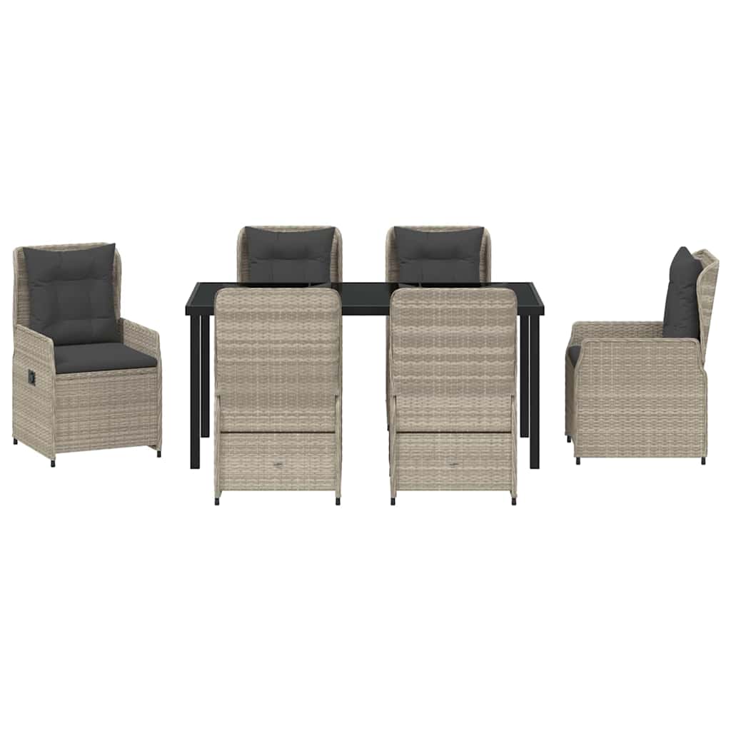 Garten Essgruppe 7 pcs Hellgrau Poly-Rattan