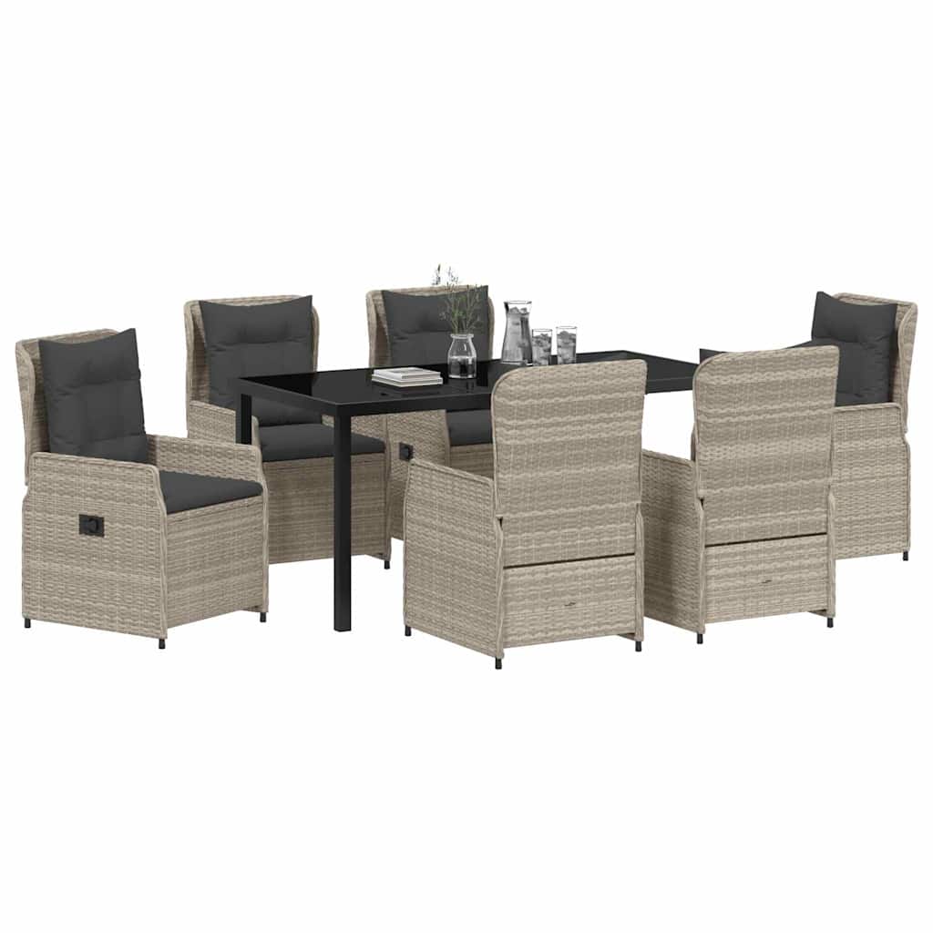 Garten Essgruppe 7 pcs Hellgrau Poly-Rattan