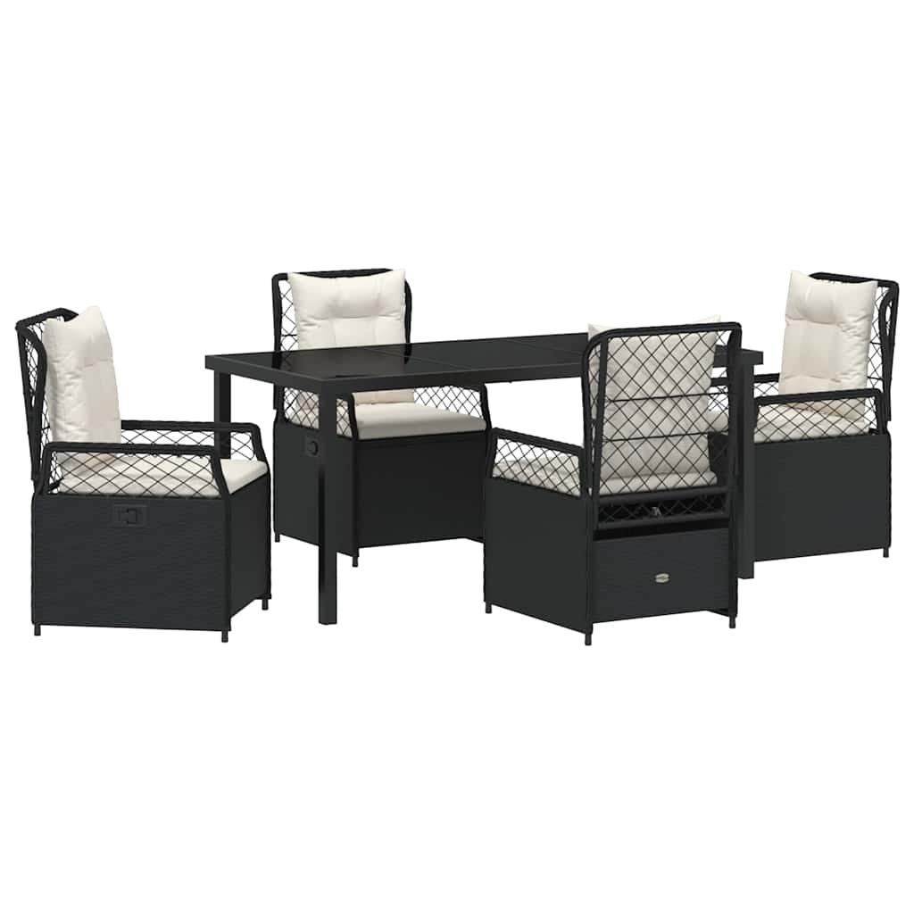 Garten Essgruppe 5 pcs Schwarz Poly-Rattan