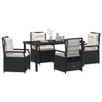 Garten Essgruppe 5 pcs Schwarz Poly-Rattan