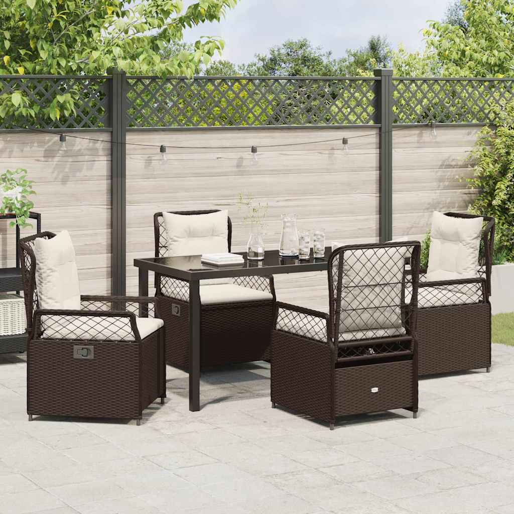 Garten Essgruppe 5 pcs Braun Poly-Rattan