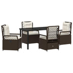 Garten Essgruppe 5 pcs Braun Poly-Rattan