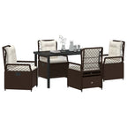 Garten Essgruppe 5 pcs Braun Poly-Rattan