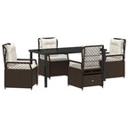 Garten Essgruppe 5 pcs Braun Poly-Rattan