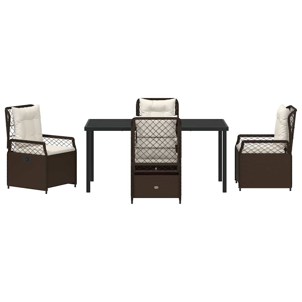 Garten Essgruppe 5 pcs Braun Poly-Rattan