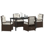 Garten Essgruppe 5 pcs Braun Poly-Rattan
