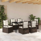 Garten Essgruppe 7 pcs Braun Poly-Rattan