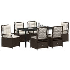 Garten Essgruppe 7 pcs Braun Poly-Rattan