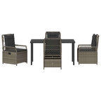 Garten Essgruppe 5 pcs Grau Poly-Rattan