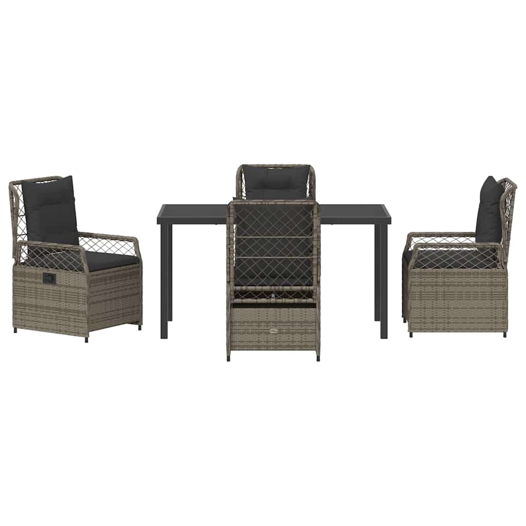 Garten Essgruppe 5 pcs Grau Poly-Rattan