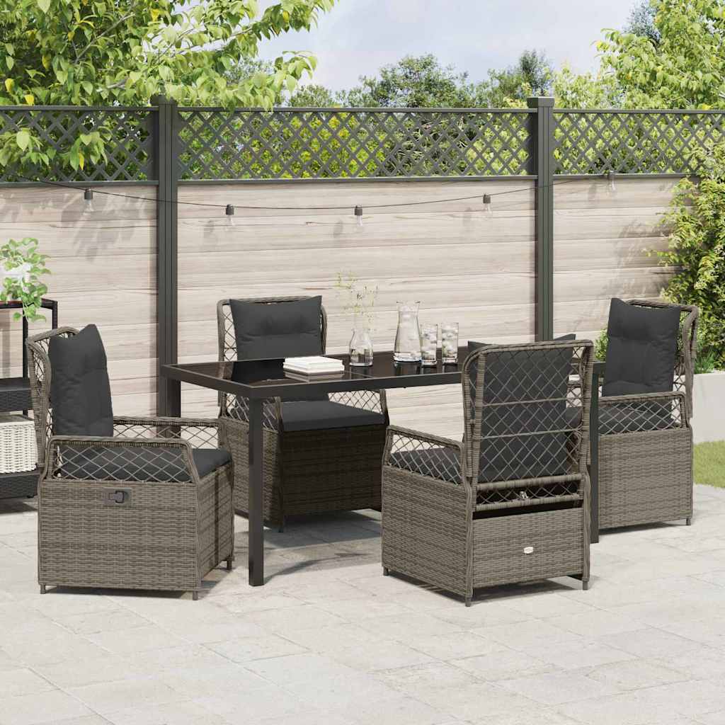 Garten Essgruppe 5 pcs Grau Poly-Rattan