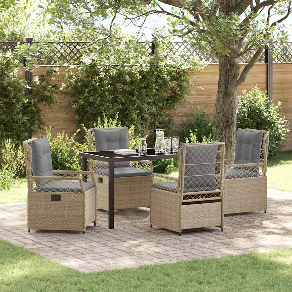 Garten Essgruppe 5 pcs Beige und Hellgrau Poly-Rattan