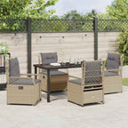 Garten Essgruppe 5 pcs Beige und Hellgrau Poly-Rattan