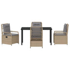 Garten Essgruppe 5 pcs Beige und Hellgrau Poly-Rattan