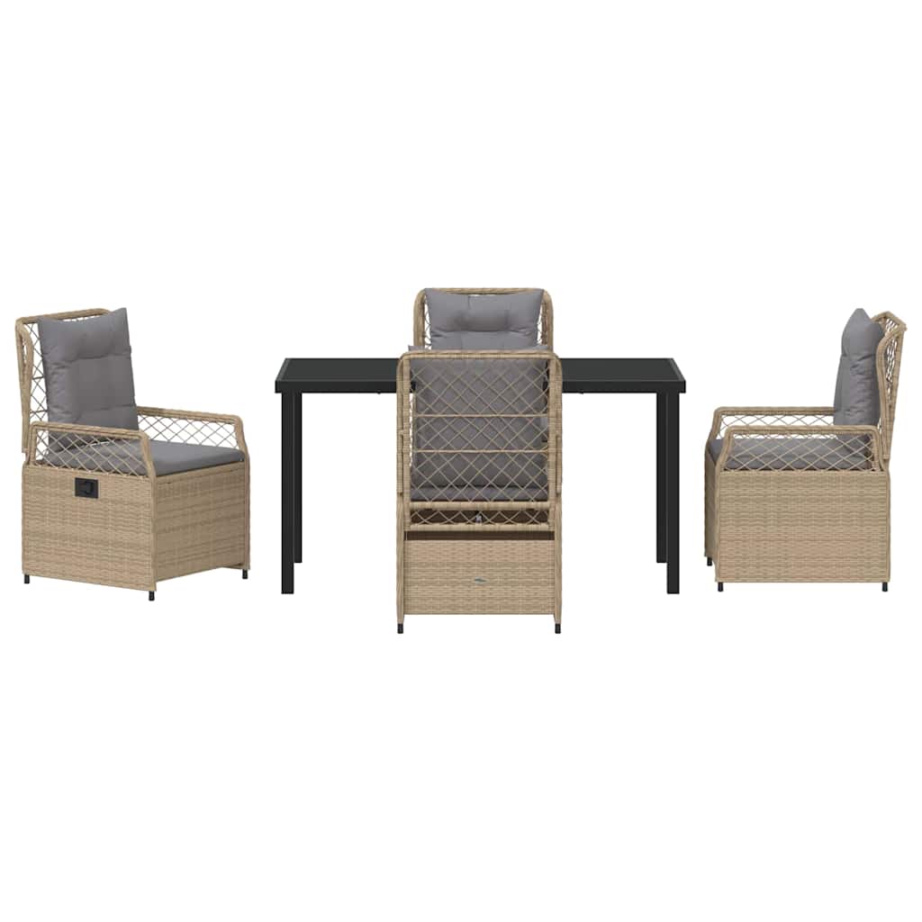 Garten Essgruppe 5 pcs Beige und Hellgrau Poly-Rattan