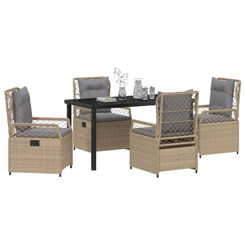Garten Essgruppe 5 pcs Beige und Hellgrau Poly-Rattan