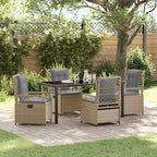 Garten Essgruppe 5 pcs Beige und Hellgrau Poly-Rattan