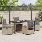 Garten Essgruppe 5 pcs Beige und Hellgrau Poly-Rattan