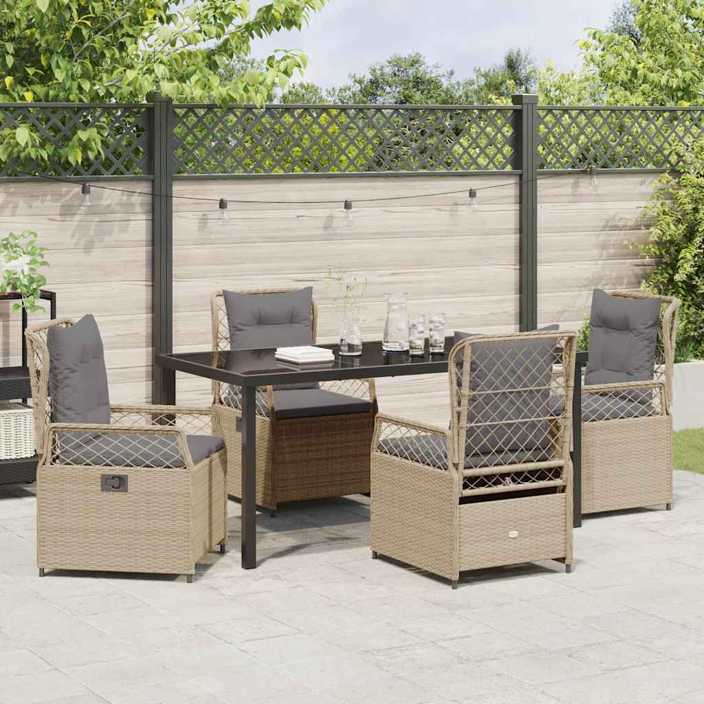 Garten Essgruppe 5 pcs Beige und Hellgrau Poly-Rattan
