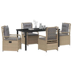 Garten Essgruppe 5 pcs Beige und Hellgrau Poly-Rattan