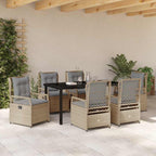 Garten Essgruppe 7 pcs Beige und Hellgrau Poly-Rattan