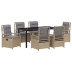 Garten Essgruppe 7 pcs Beige und Hellgrau Poly-Rattan