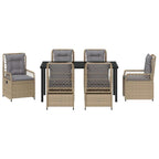 Garten Essgruppe 7 pcs Beige und Hellgrau Poly-Rattan