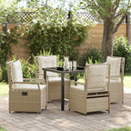 Garten Essgruppe 5 pcs Beige und Cremeweiß Poly-Rattan