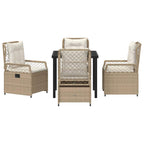 Garten Essgruppe 5 pcs Beige und Cremeweiß Poly-Rattan