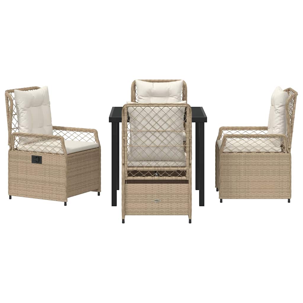 Garten Essgruppe 5 pcs Beige und Cremeweiß Poly-Rattan