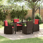 Garten Essgruppe mit Kissen 5 pcs Braun Poly Rattan