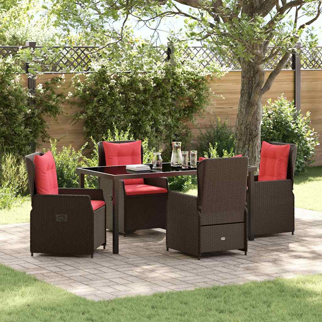 Garten Essgruppe mit Kissen 5 pcs Braun Poly Rattan