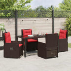 Garten Essgruppe mit Kissen 5 pcs Braun Poly Rattan