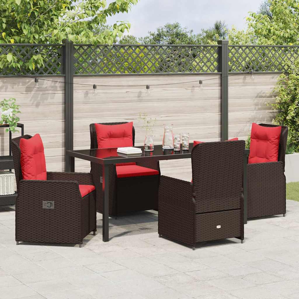 Garten Essgruppe mit Kissen 5 pcs Braun Poly Rattan