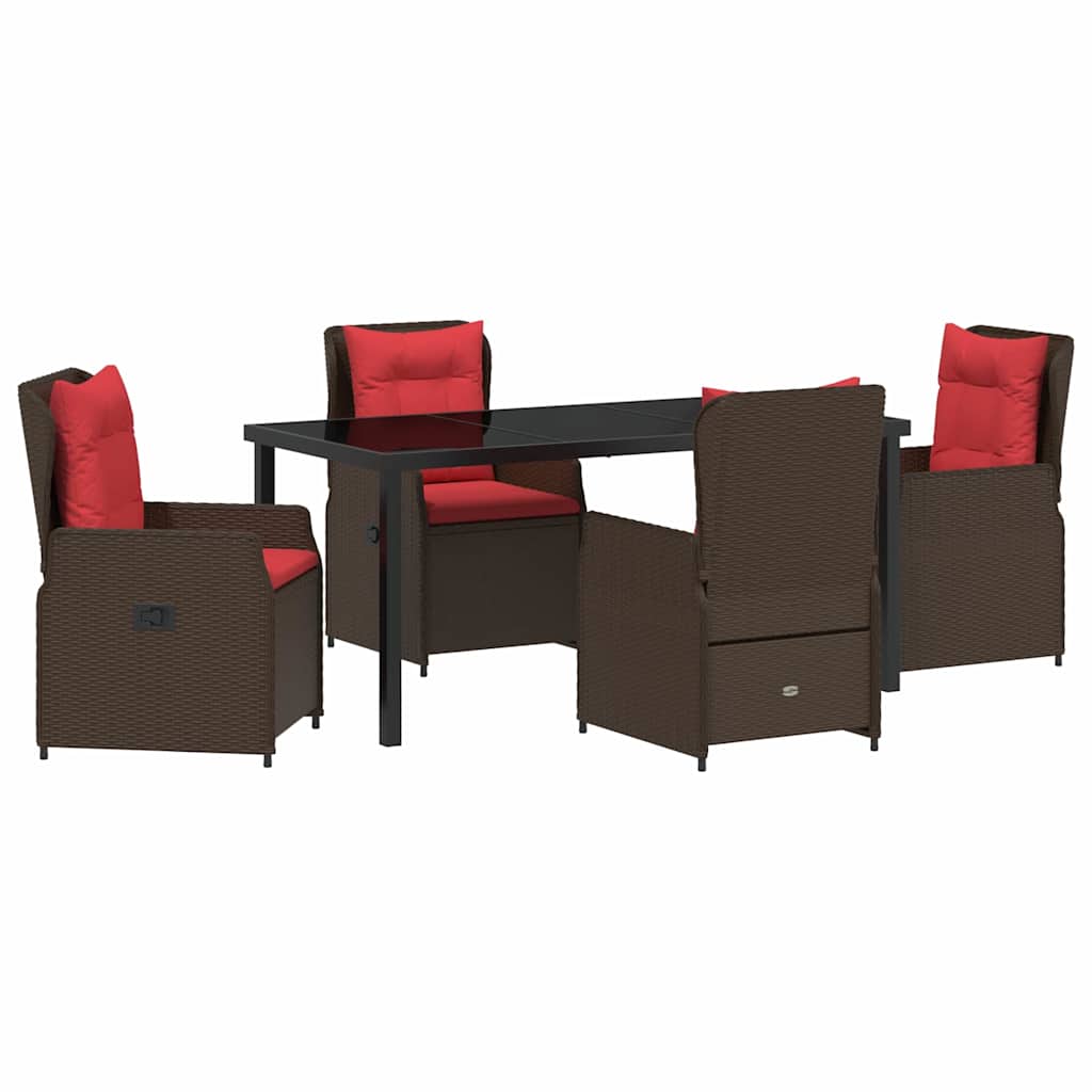 Garten Essgruppe mit Kissen 5 pcs Braun Poly Rattan