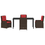 Garten Essgruppe mit Kissen 5 pcs Braun Poly Rattan