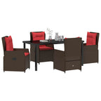 Garten Essgruppe mit Kissen 5 pcs Braun Poly Rattan